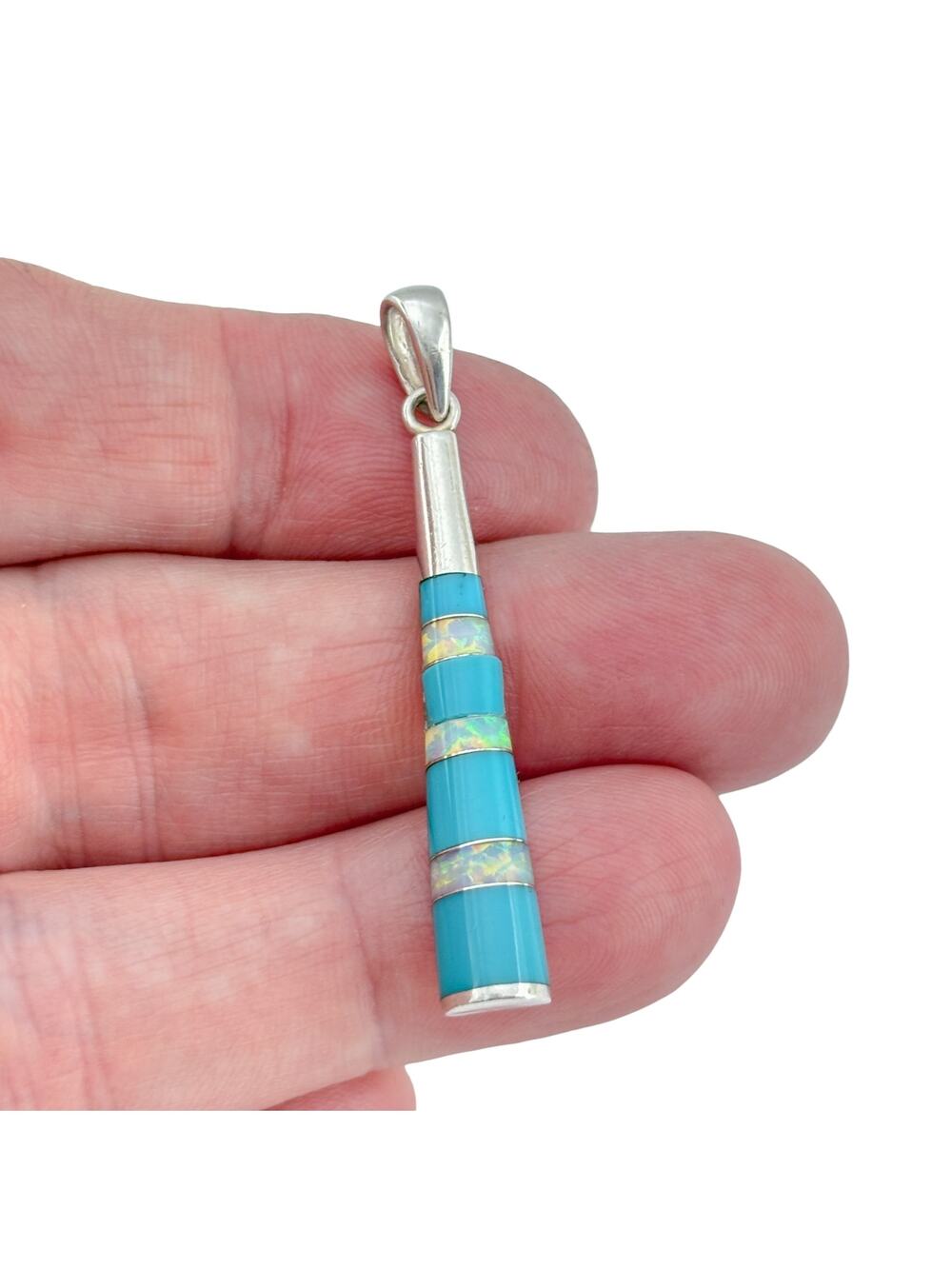 Vintage Sterling Silver 925 Turquoise Opal Pendant